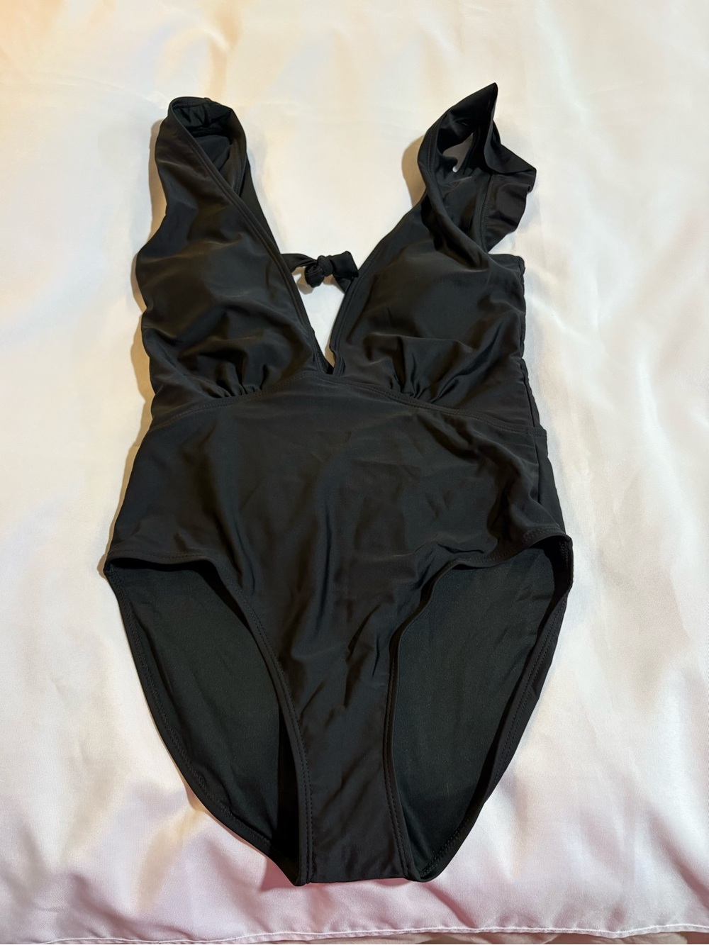 MARINA WEST Black One-Piece Swimsuit with Front Tie SIZE L